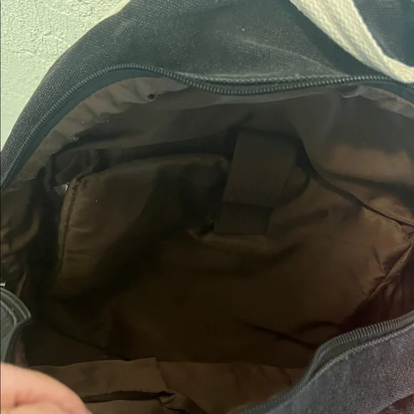 #1201: Unisex Deep Dark, Brown, Navy Blue & Tan Striped Backpack Monkey 🐵 - Picture 10 of 12